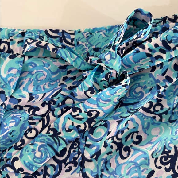 Lilly Pulitzer Mylee Tie Front Light Aqua Spritz Shorts Size 14 - Picture 4 of 8